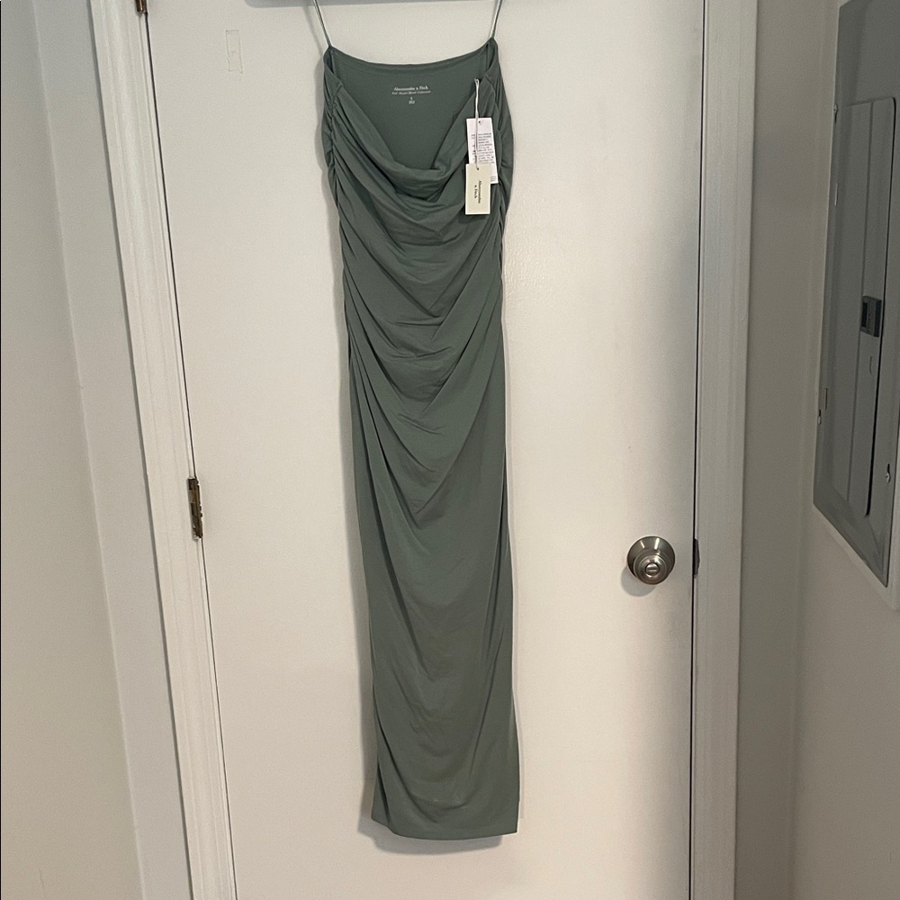 Abercrombie & Fitch Sage Green Modal Blend Strapless Dress